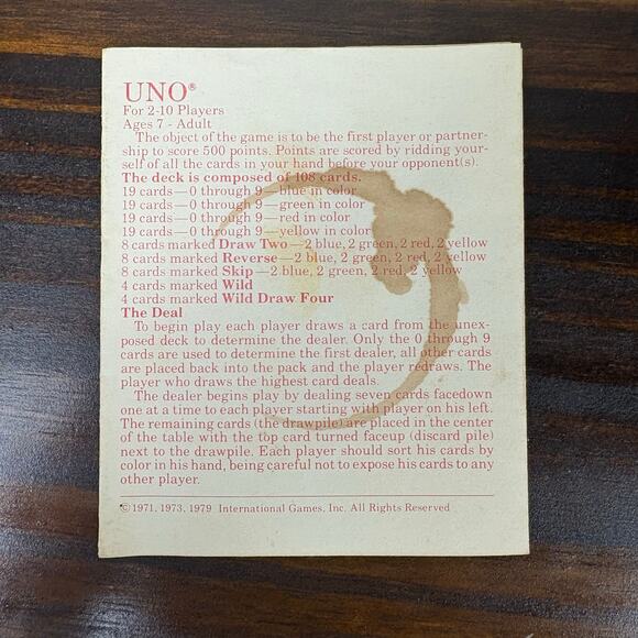 VTG 1978 Deluxe Uno Game 103 Card Deck W/ Original Scorepad Box and Instructions - Picture 5 of 7